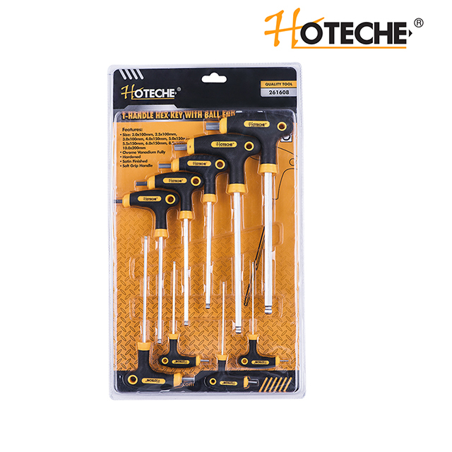 9PCS T-HANDLE HEX KEY SET WITH BALL END