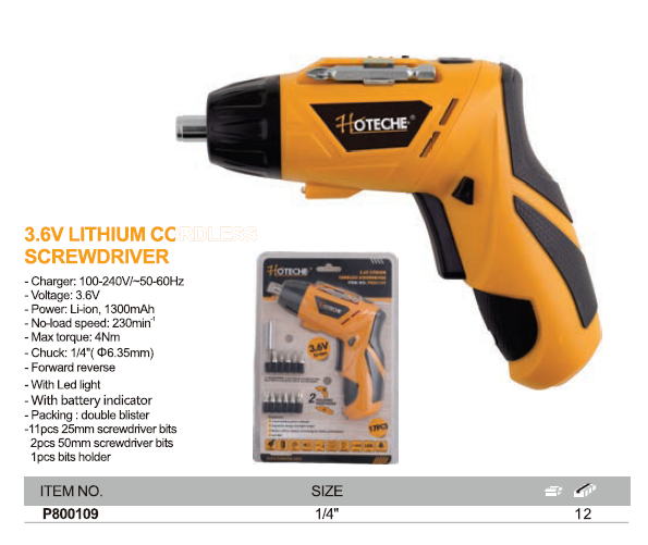 3.6V LITHIUM CORDLESS SCREWDRIVER -2