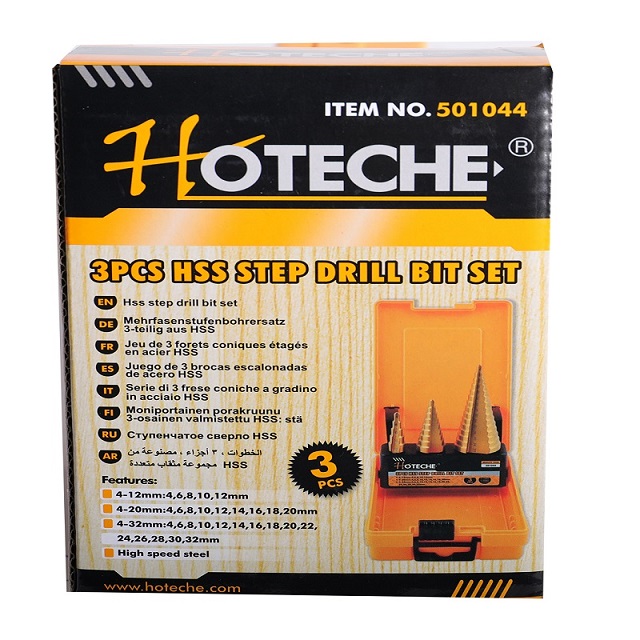 3Pcs HSS Step Drill Bit Set