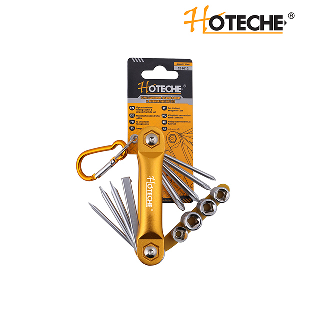 12PCS ALUMINIUM FOLDING SOCKET & SCREWDRUVER BITS SET
