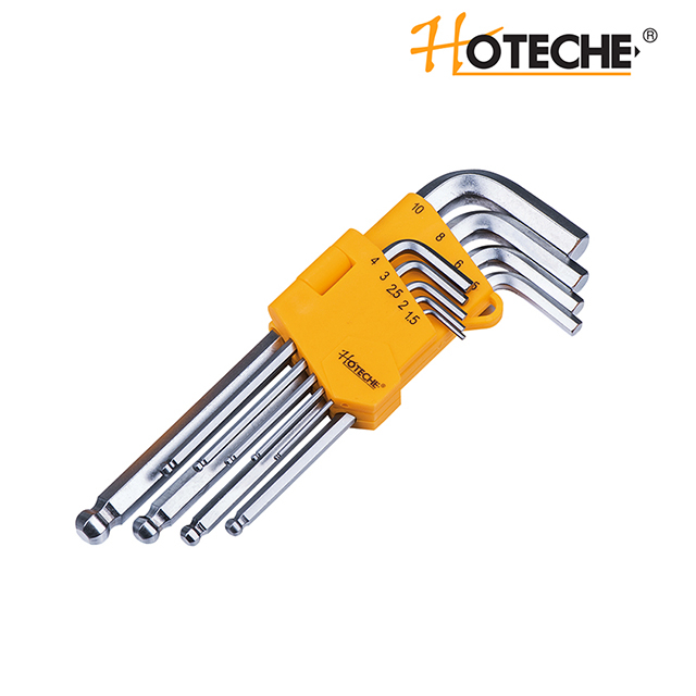 9PCS LONG HEX KEY SET WITH BALL END