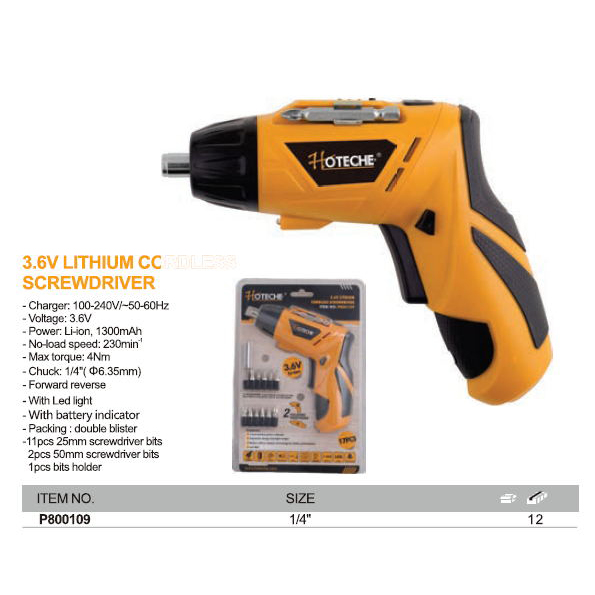 3.6V LITHIUM CORDLESS SCREWDRIVER 