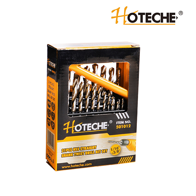 21Pcs Hss Straight Shank Twist Drill Bit Set